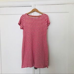 Pima Cotton Striped Dress — Raspberry & White
